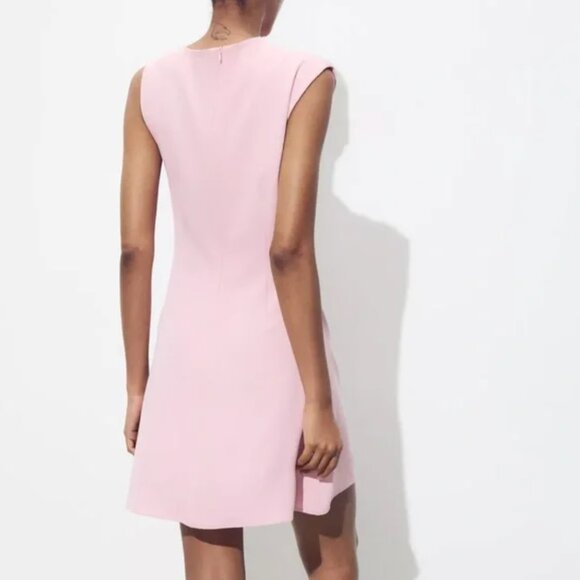 Zara Crepe Mini Dress Pink Sleeveless Dress Size Medium Ref # 3128/324/620 - Picture 2 of 9